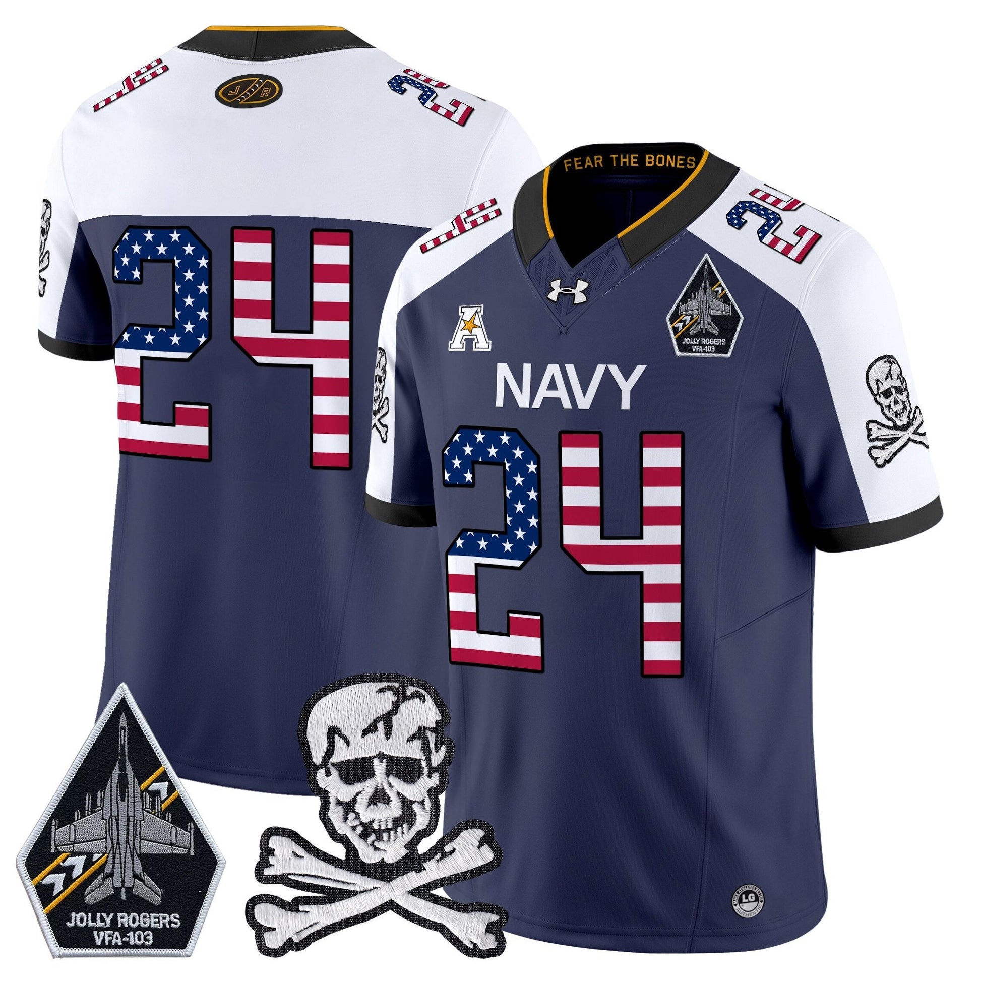 Men's Navy Midshipmen 2025 Independence Day Vapor Limited Jersey V2 - All Stitched