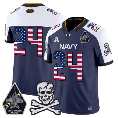 Men's Navy Midshipmen 2025 Independence Day Vapor Limited Jersey V2 - All Stitched