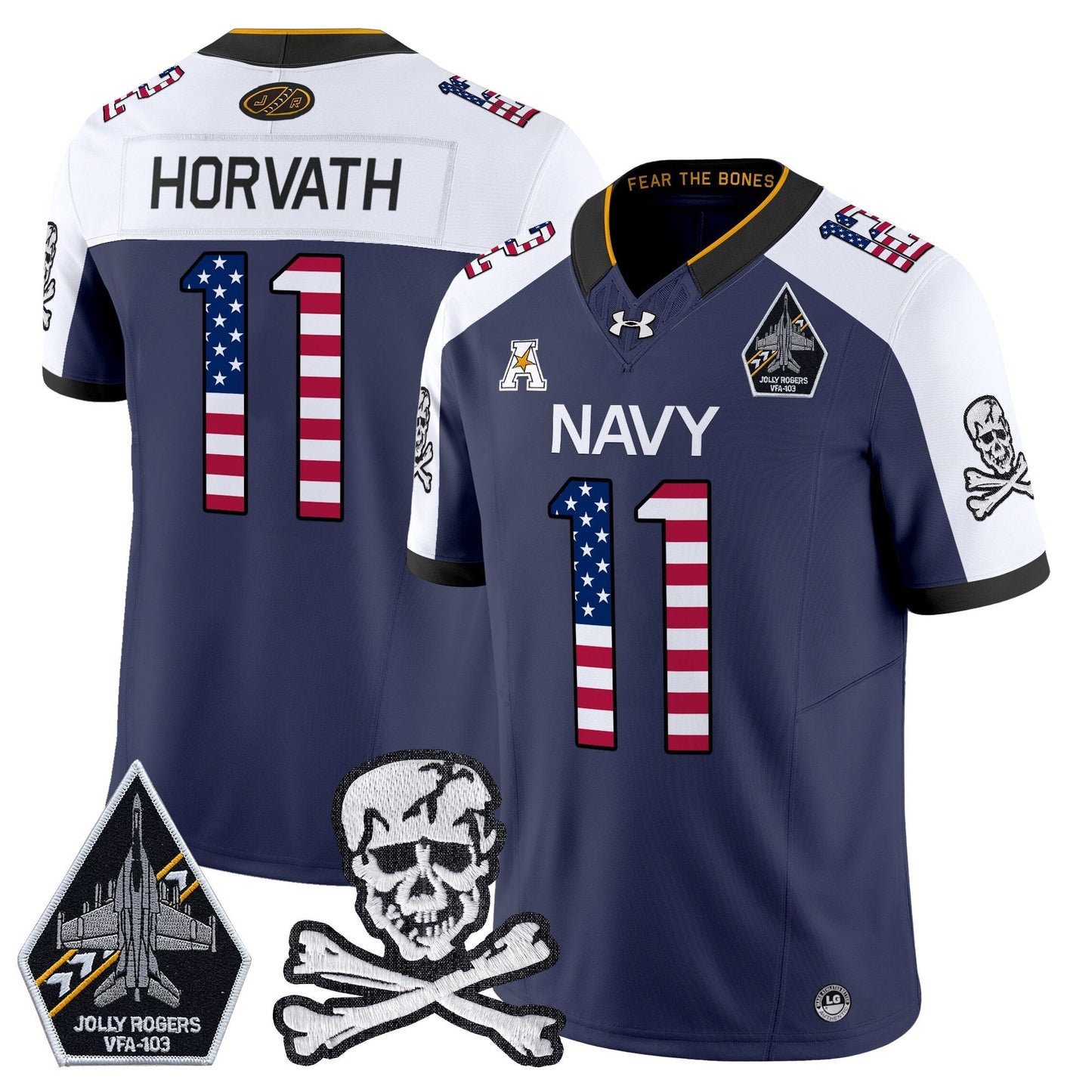 Men's Navy Midshipmen 2025 Independence Day Vapor Limited Jersey V2 - All Stitched