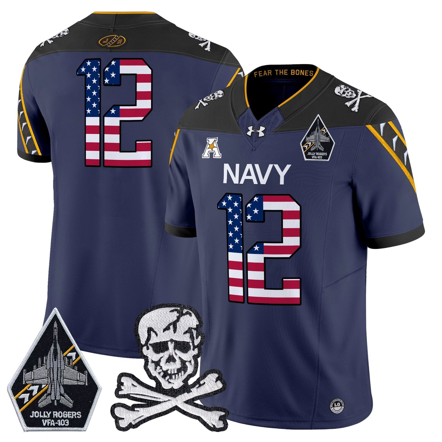 Men's Navy Midshipmen 2025 Independence Day Vapor Limited Jersey V2 - All Stitched