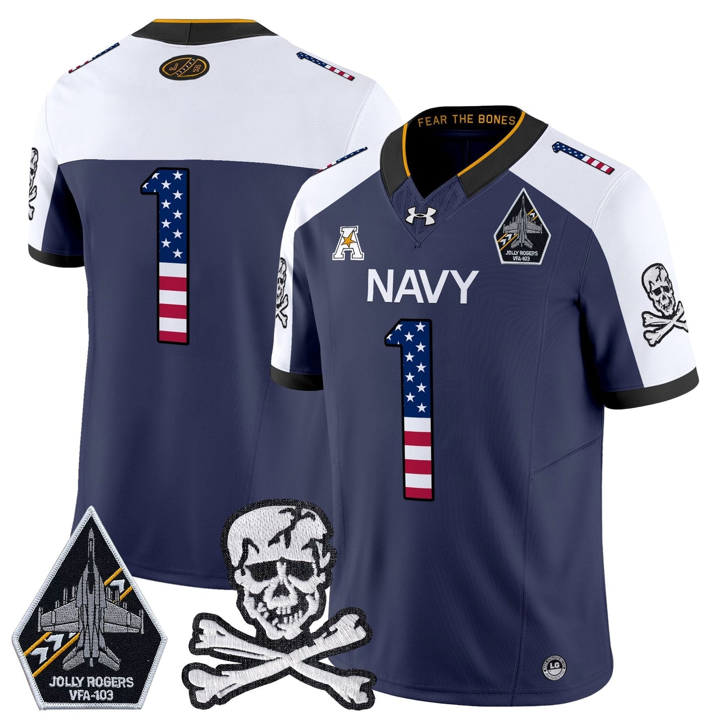 Men's Navy Midshipmen 2025 Independence Day Vapor Limited Jersey V2 - All Stitched