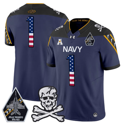 Men's Navy Midshipmen 2025 Independence Day Vapor Limited Jersey V2 - All Stitched