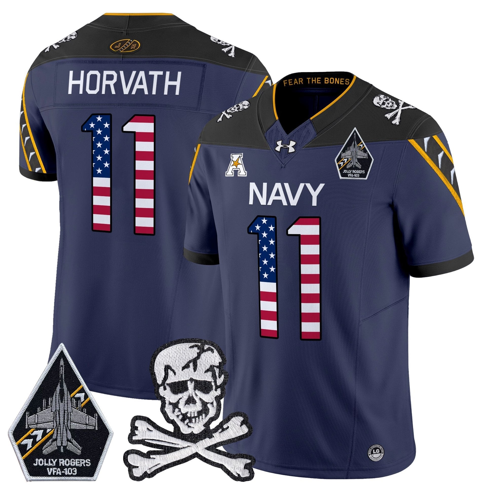 Men's Navy Midshipmen 2025 Independence Day Vapor Limited Jersey V2 - All Stitched