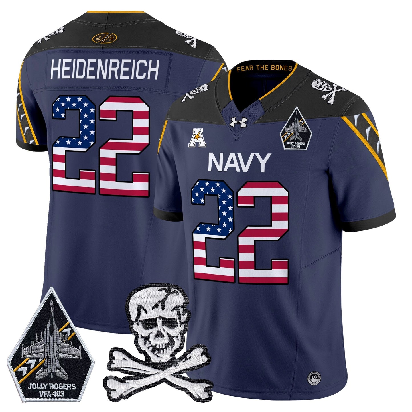 Men's Navy Midshipmen 2025 Independence Day Vapor Limited Jersey V2 - All Stitched