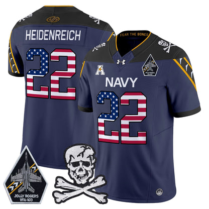 Men's Navy Midshipmen 2025 Independence Day Vapor Limited Jersey V2 - All Stitched