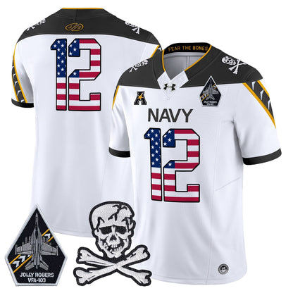Men's Navy Midshipmen 2025 Independence Day Vapor Limited Jersey V2 - All Stitched