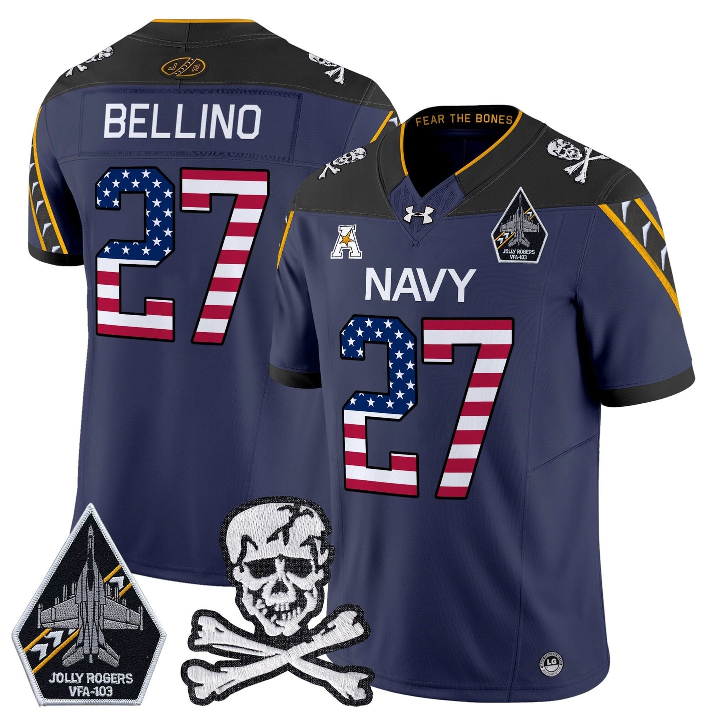 Men's Navy Midshipmen 2025 Independence Day Vapor Limited Jersey V2 - All Stitched