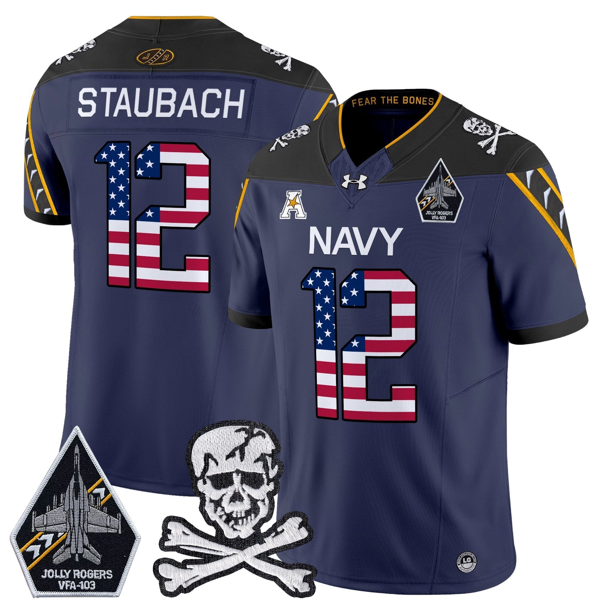 Men's Navy Midshipmen 2025 Independence Day Vapor Limited Jersey V2 - All Stitched