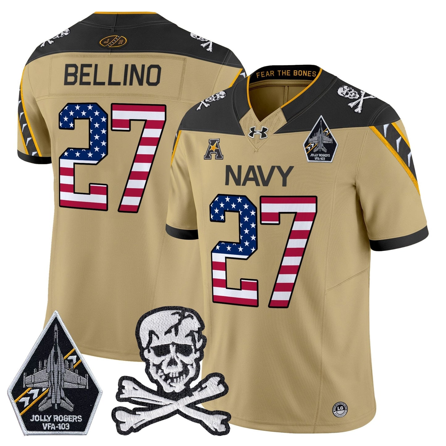 Men's Navy Midshipmen 2025 Independence Day Vapor Limited Jersey V2 - All Stitched