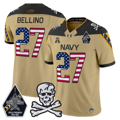 Men's Navy Midshipmen 2025 Independence Day Vapor Limited Jersey V2 - All Stitched
