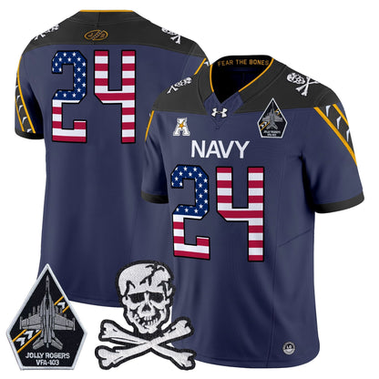 Men's Navy Midshipmen 2025 Independence Day Vapor Limited Jersey V2 - All Stitched