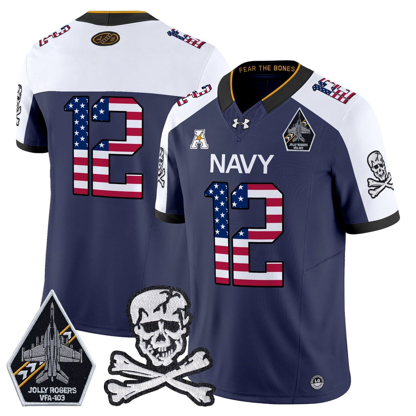 Men's Navy Midshipmen 2025 Independence Day Vapor Limited Jersey V2 - All Stitched