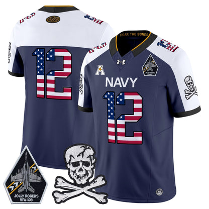 Men's Navy Midshipmen 2025 Independence Day Vapor Limited Jersey V2 - All Stitched