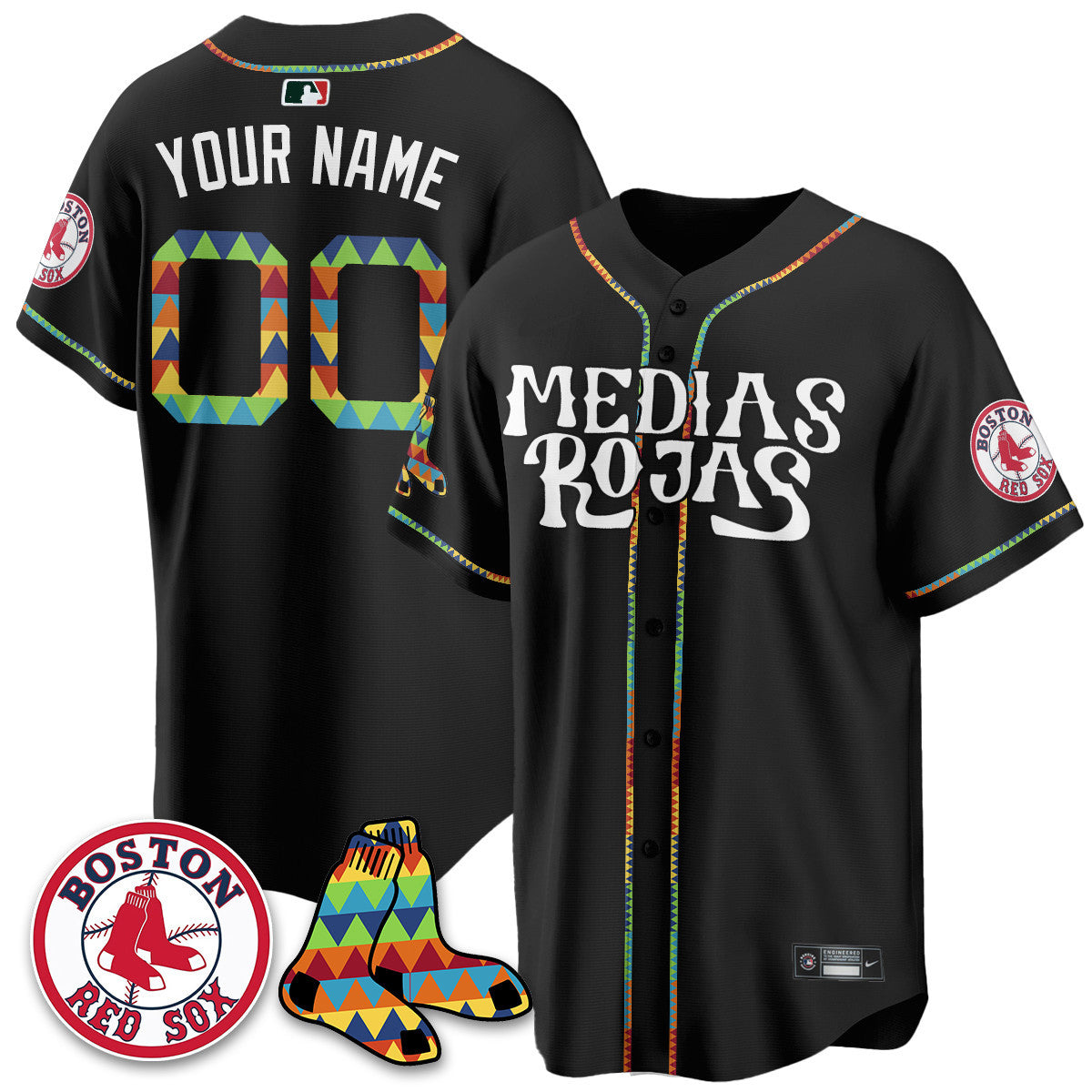 Custom Boston Red Sox "Medias Rojas" Limited Jersey - All Stitched