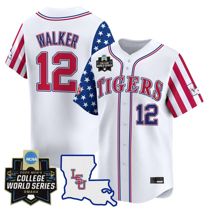 Men's LSU Tigers 2025 Independence Day Vapor Premier Limited Jersey - World Series Patch - All Stitched
