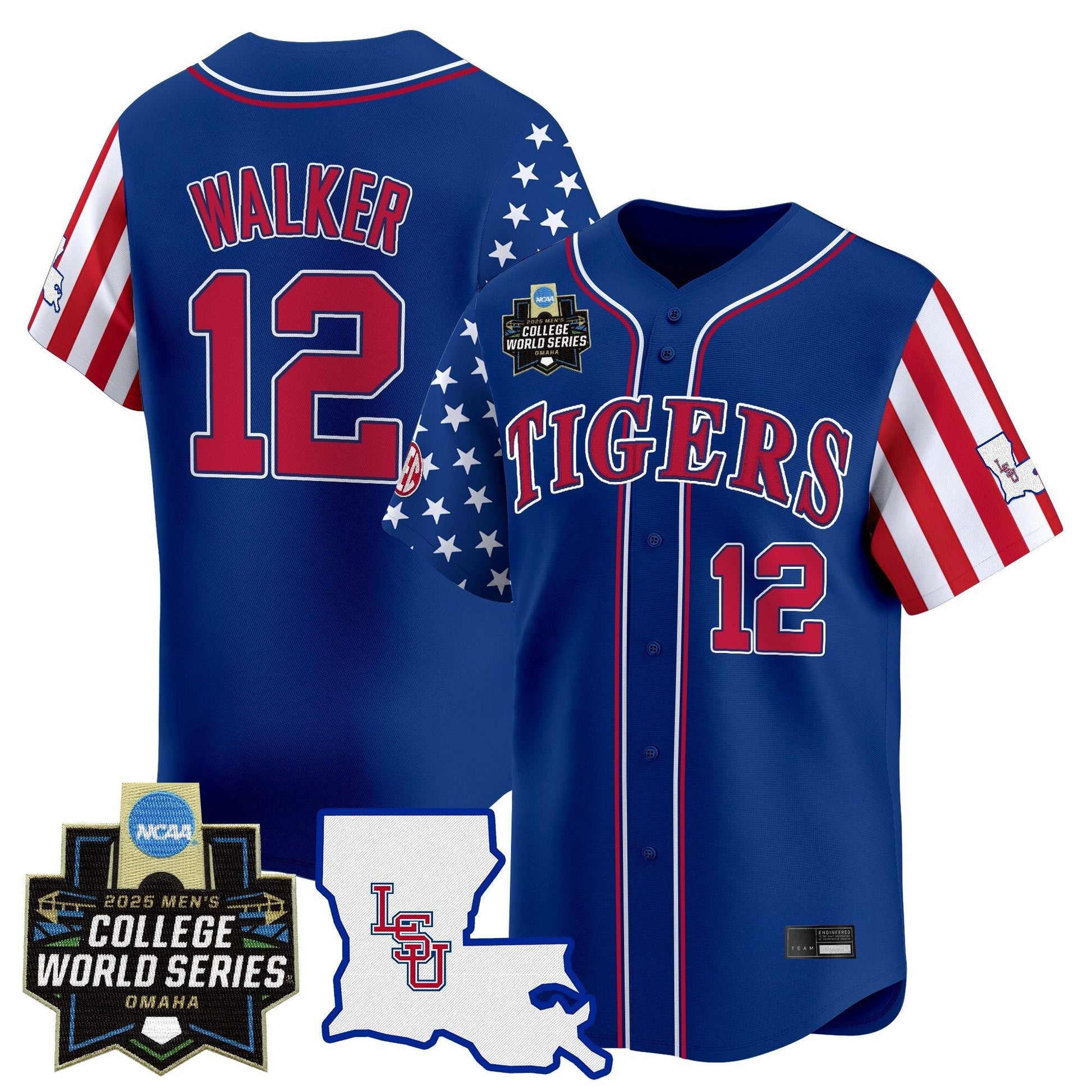 Men's LSU Tigers 2025 Independence Day Vapor Premier Limited Jersey - World Series Patch - All Stitched