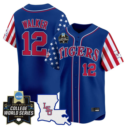 Men's LSU Tigers 2025 Independence Day Vapor Premier Limited Jersey - World Series Patch - All Stitched