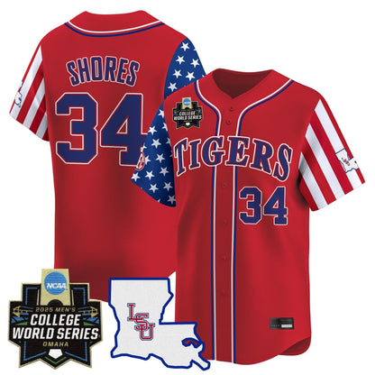 Men's LSU Tigers 2025 Independence Day Vapor Premier Limited Jersey - World Series Patch - All Stitched