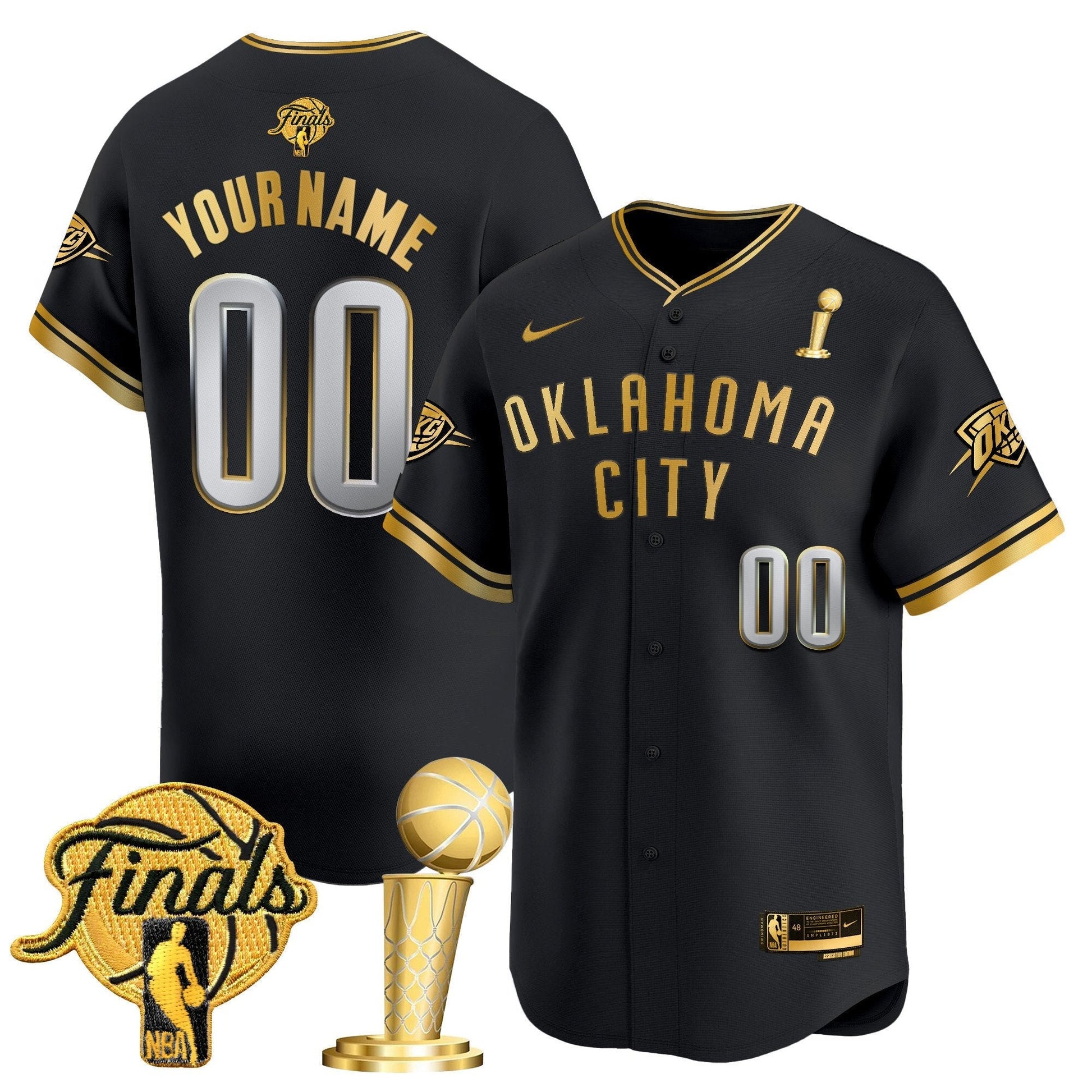 Oklahoma City Thunder 2025 Champions Vapor Baseball Custom Jersey - All Stitched