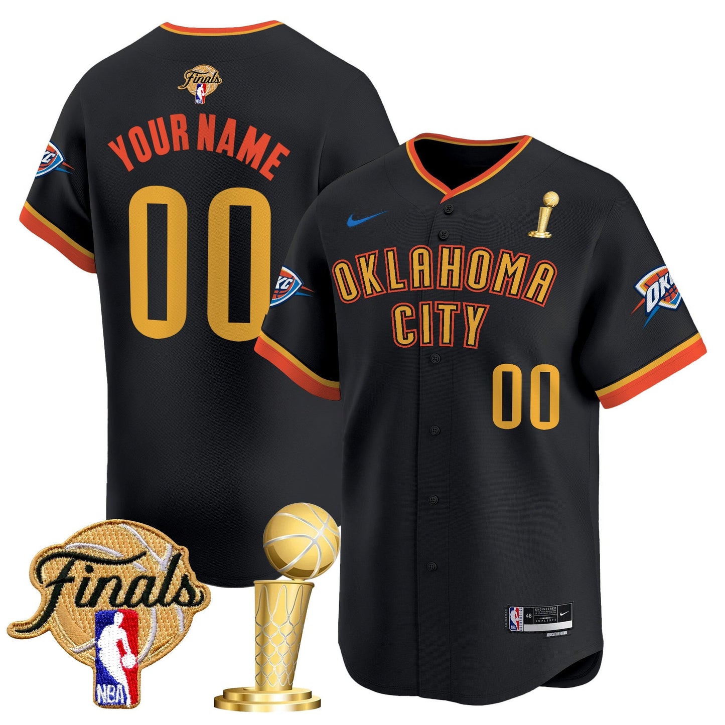 Oklahoma City Thunder 2025 Champions Vapor Baseball Custom Jersey - All Stitched