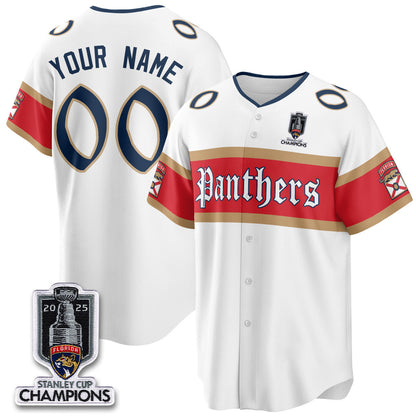 Florida Panthers 2025 Stanley Cup Champions Baseball Custom Jersey V2 - All Stitched
