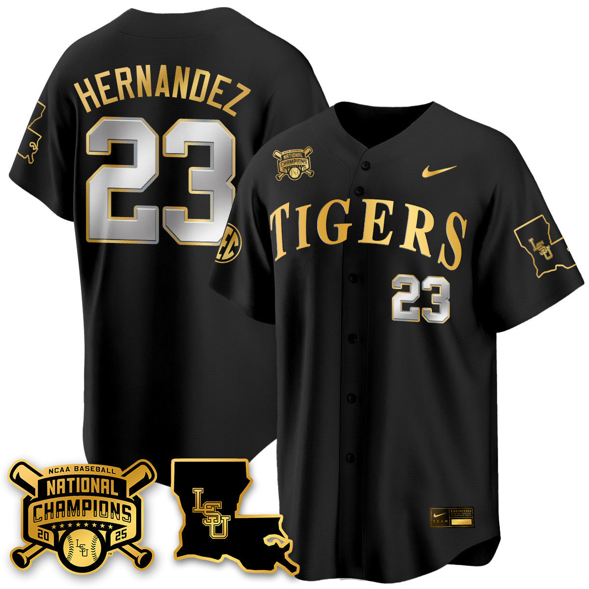 Men's LSU Tigers 2025 World Series Champions Limited Gold Jersey - All Stitched