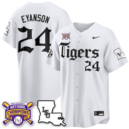Men's LSU Tigers 2025 World Series Champions 'Gothic Geaux Edition' Jersey - All Stitched