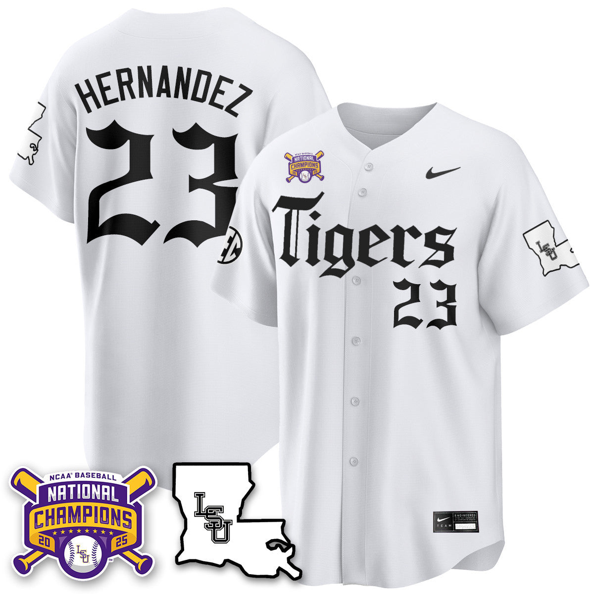 Men's LSU Tigers 2025 World Series Champions 'Gothic Geaux Edition' Jersey - All Stitched