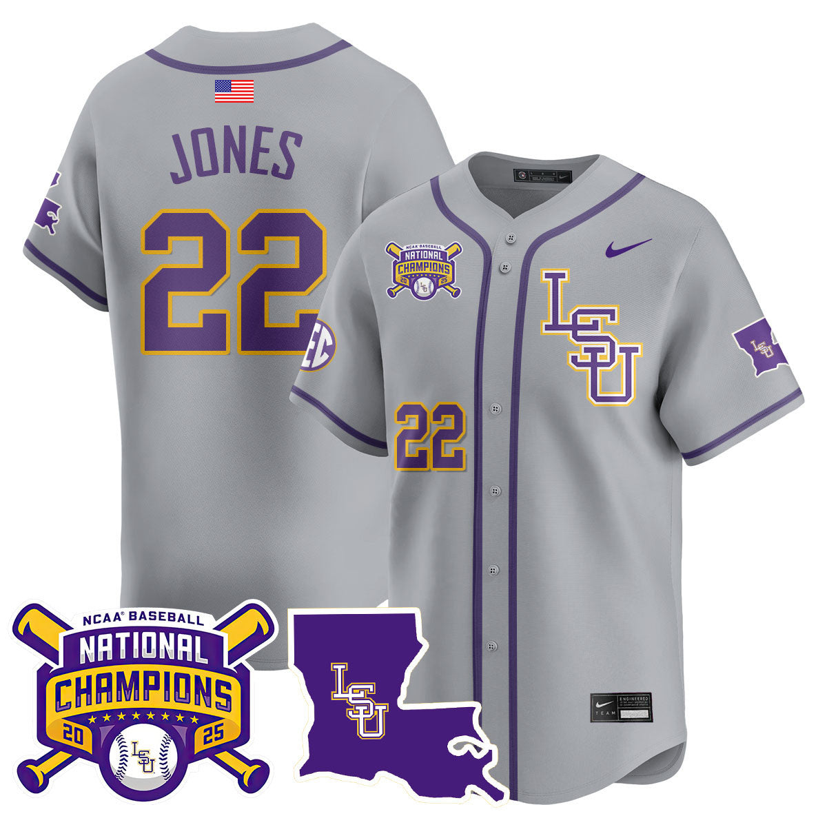 Men's LSU Tigers 2025 World Series Champions Limited Jersey - All Stitched