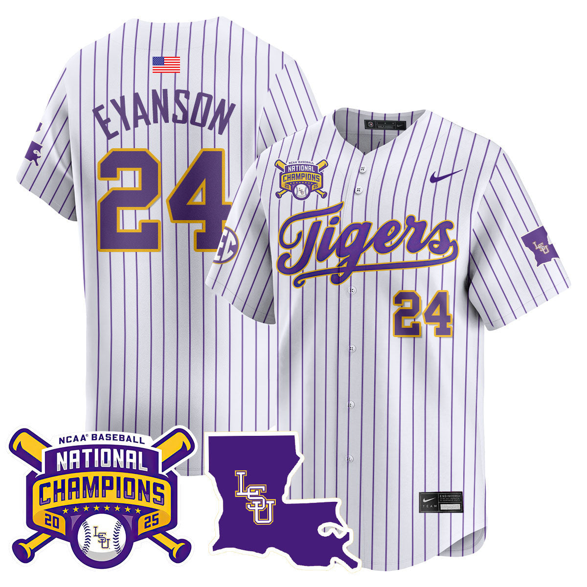 Men's LSU Tigers 2025 World Series Champions Limited Jersey - All Stitched