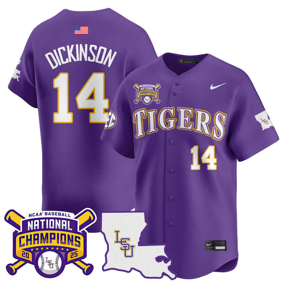 Men's LSU Tigers 2025 World Series Champions Limited Jersey - All Stitched