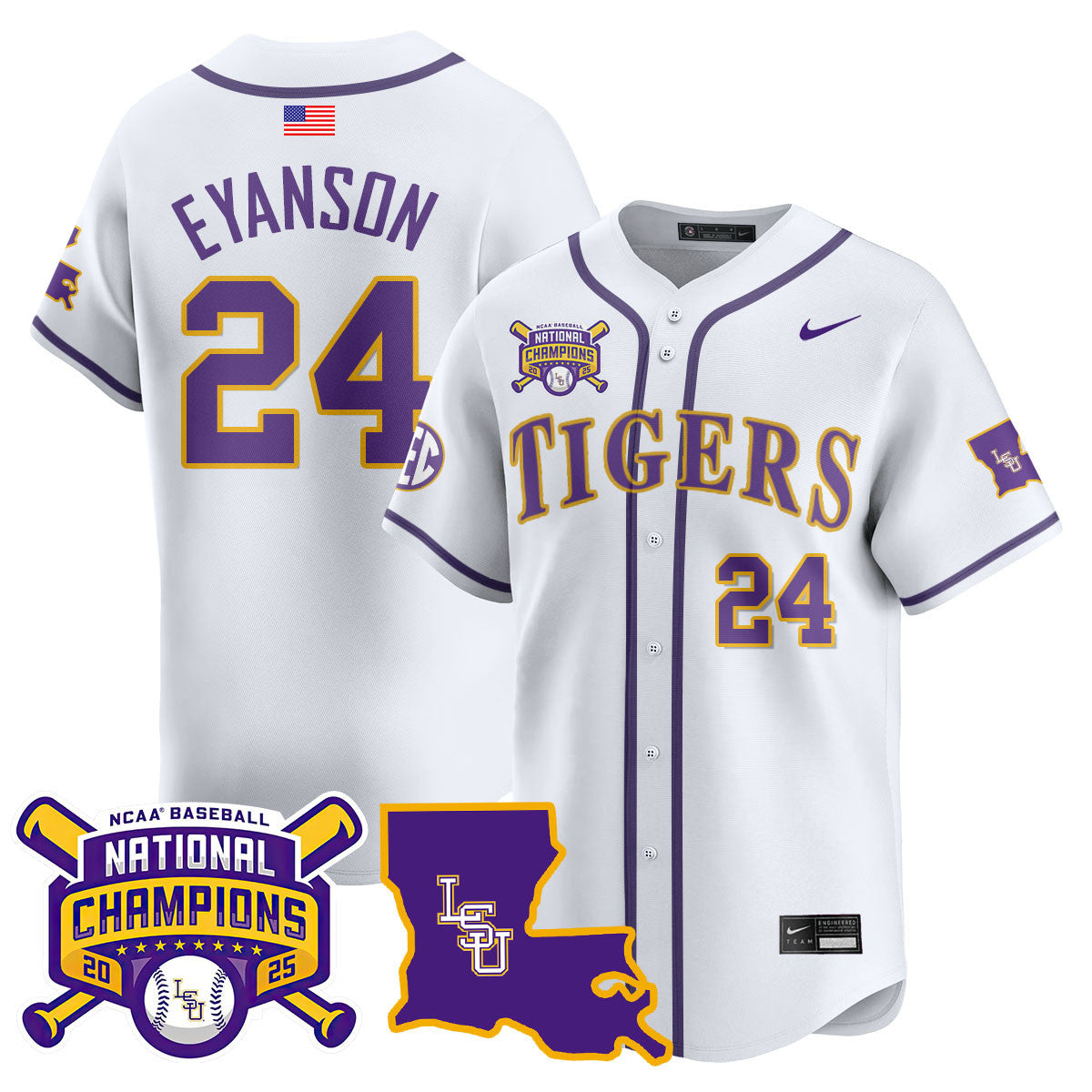 LSU 2025 World Series Champions Limited Jersey - All Stitched