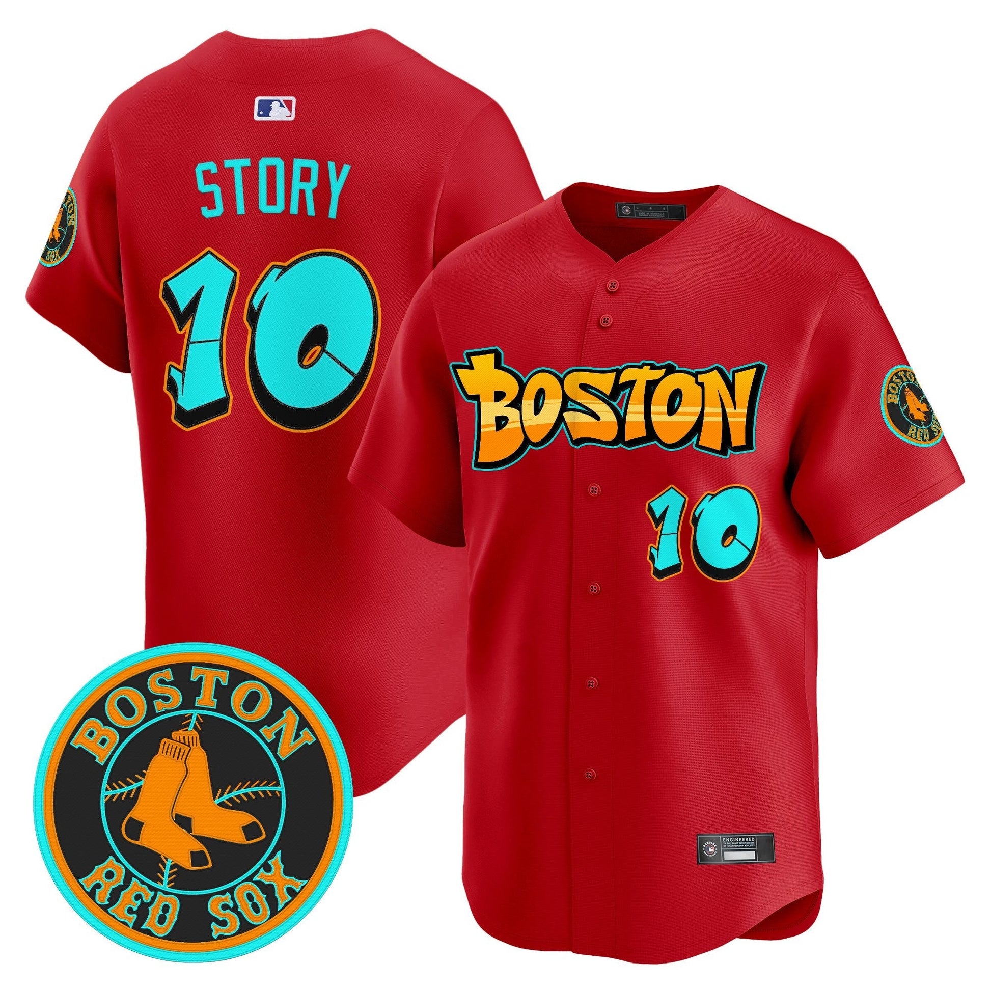 Men's Boston Red Sox 'Graffiti Streetstyle Edition' Vapor Premier Limited Jersey - All Stitched