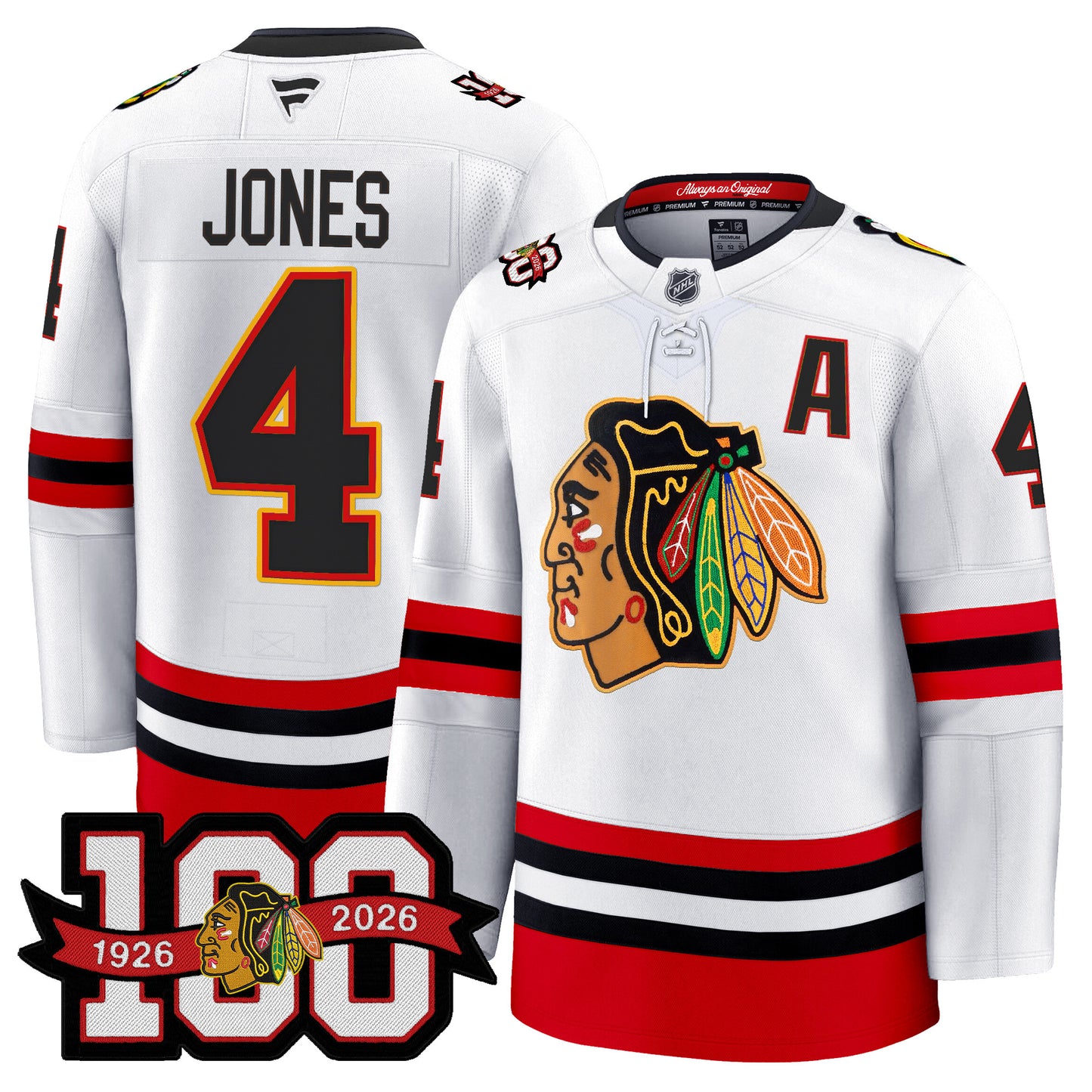 Men's Chicago Blackhawks 100th Anniversary Premium Jersey - All Stitched