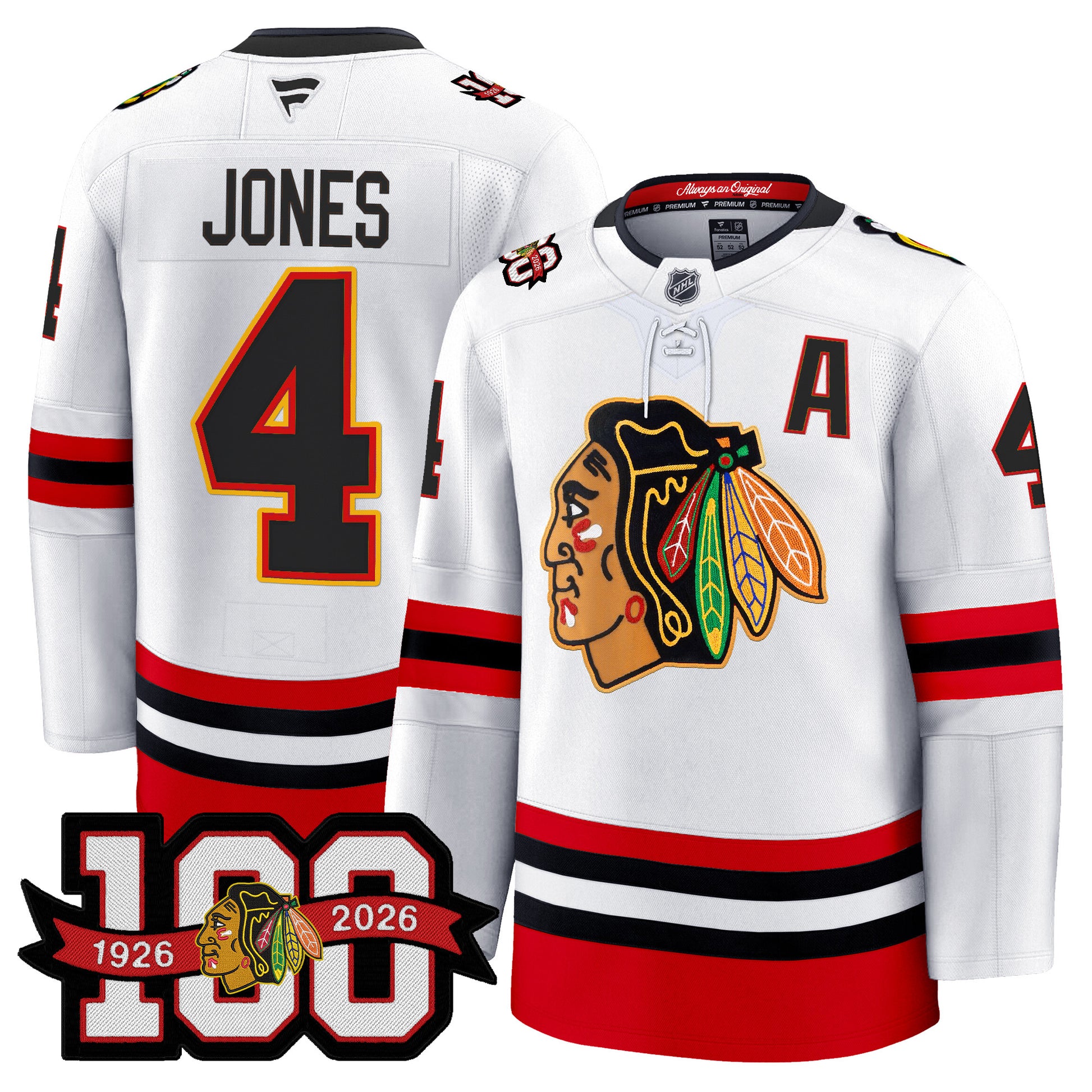 Men's Chicago Blackhawks 100th Anniversary Premium Jersey - All Stitched