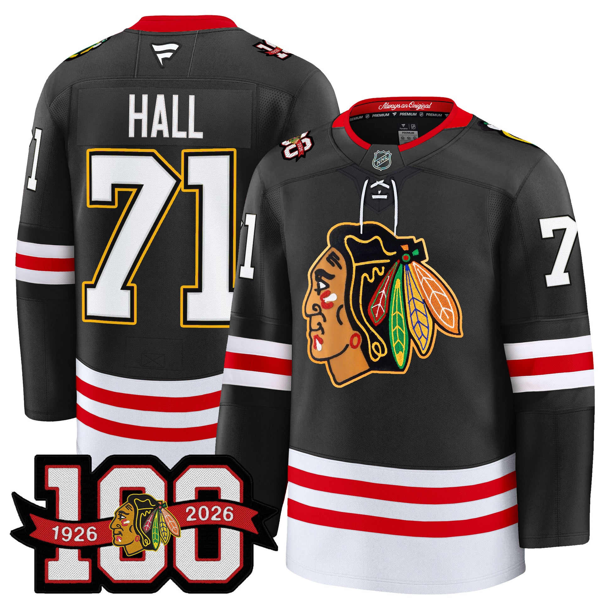 Men's Chicago Blackhawks 100th Anniversary Premium Jersey - All Stitched