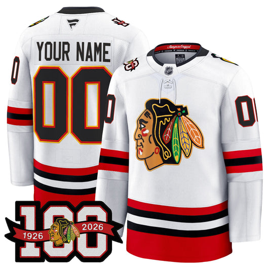 Chicago Blackhawks 100th Anniversary Premium Custom Jersey - All Stitched