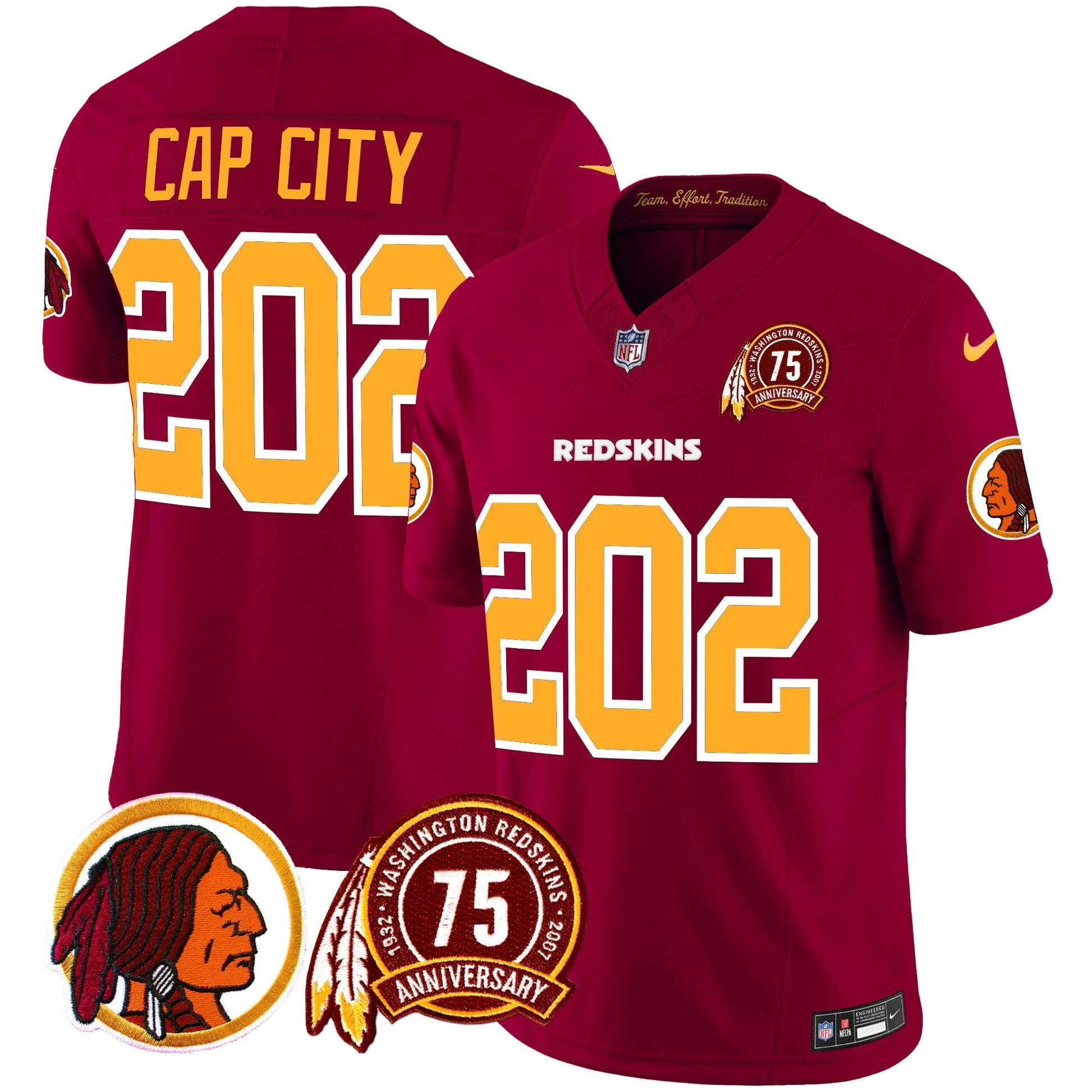 Men's Washington Redskins 75th Patch Throwback Vapor Limited Jersey - All Stitched