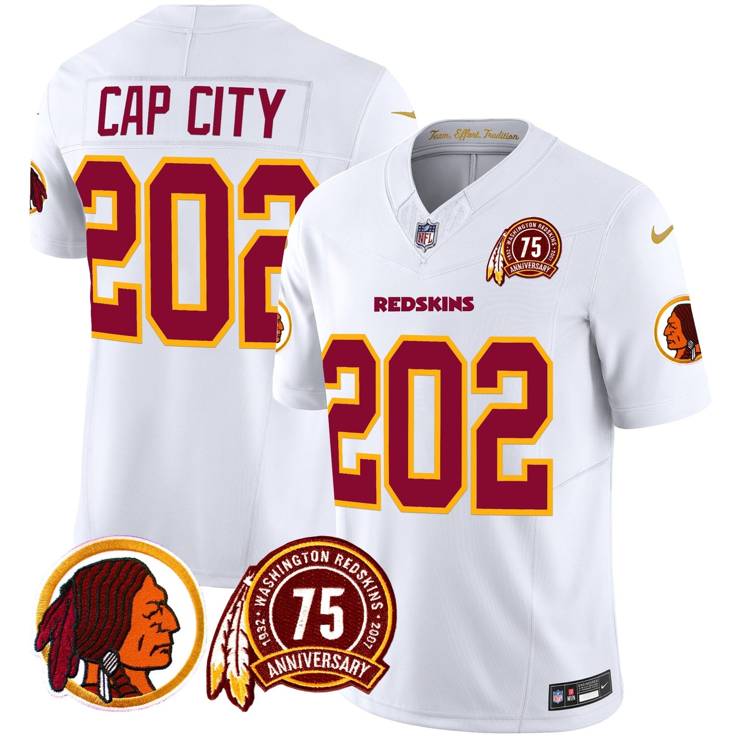 Men's Washington Redskins 75th Patch Throwback Vapor Limited Jersey - All Stitched