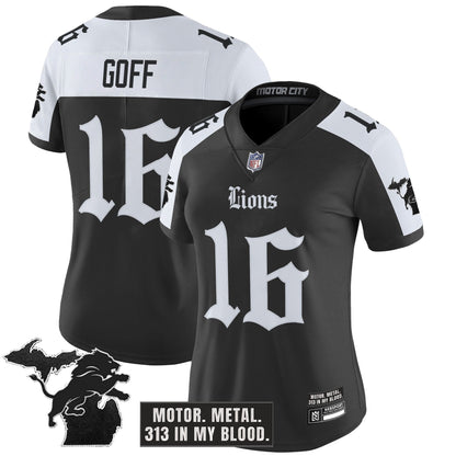 Women's Detroit Lions 'Gothic Motor Grit Edition' Vapor Limited Jersey - All Stitched