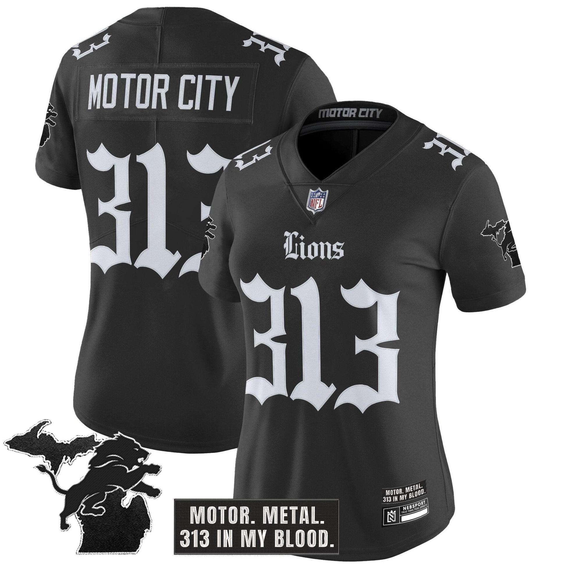 Women's Detroit Lions 'Gothic Motor Grit Edition' Vapor Limited Jersey - All Stitched