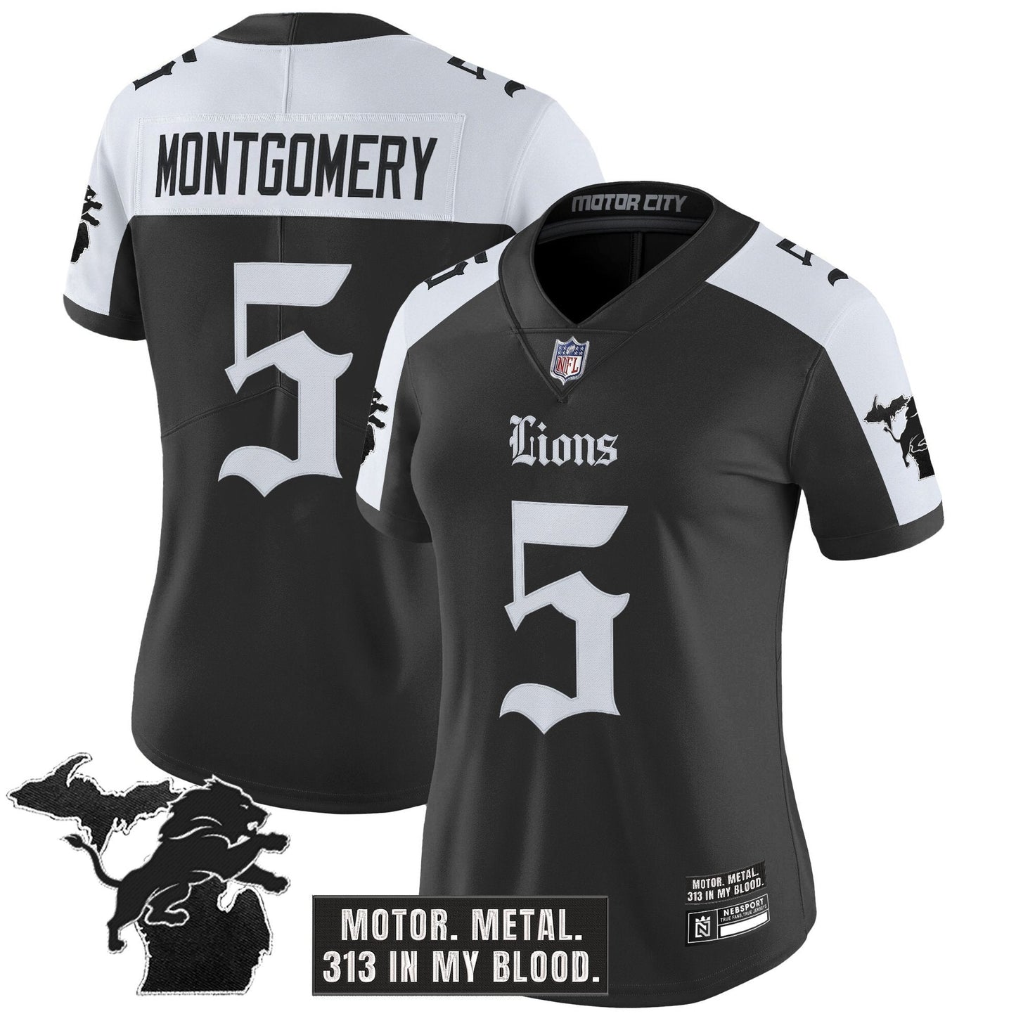 Women's Detroit Lions 'Gothic Motor Grit Edition' Vapor Limited Jersey - All Stitched