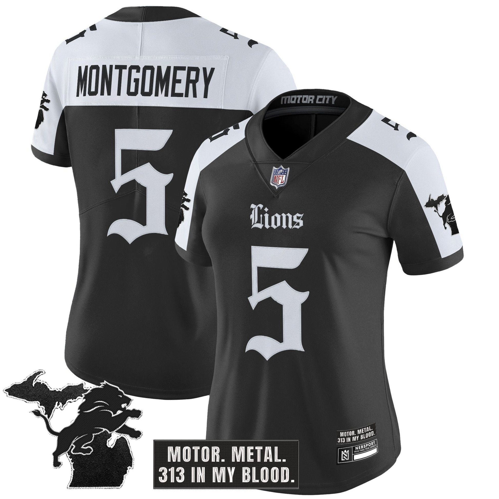 Women's Detroit Lions 'Gothic Motor Grit Edition' Vapor Limited Jersey - All Stitched
