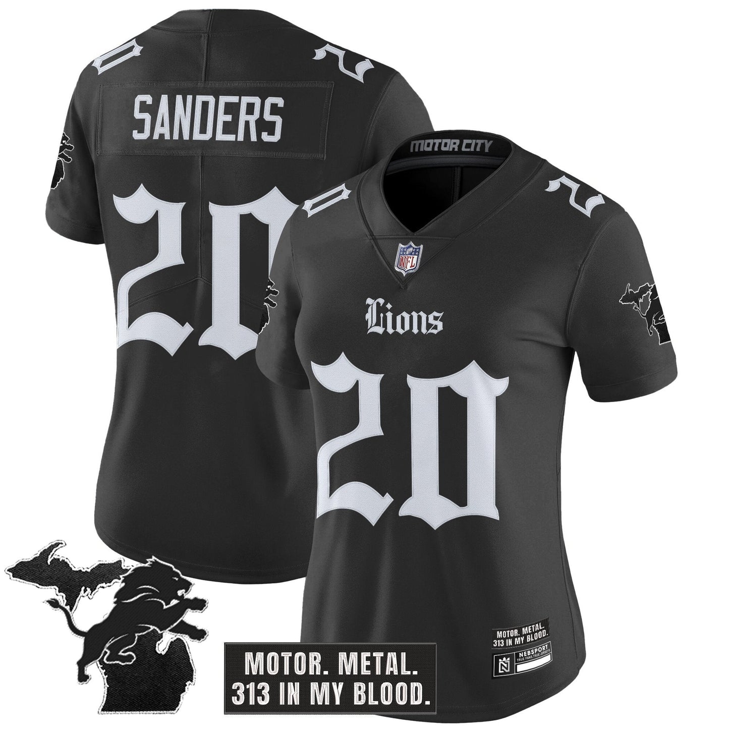 Women's Detroit Lions 'Gothic Motor Grit Edition' Vapor Limited Jersey - All Stitched