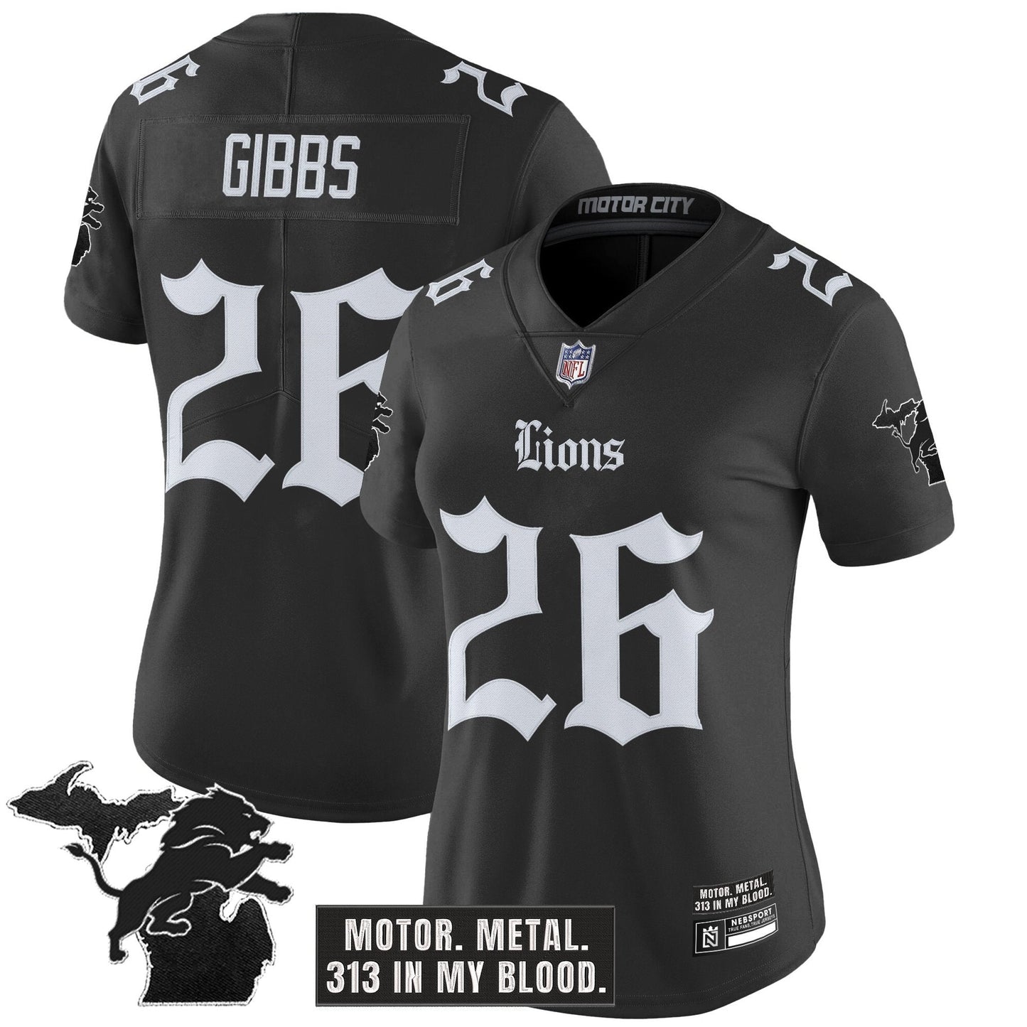 Women's Detroit Lions 'Gothic Motor Grit Edition' Vapor Limited Jersey - All Stitched
