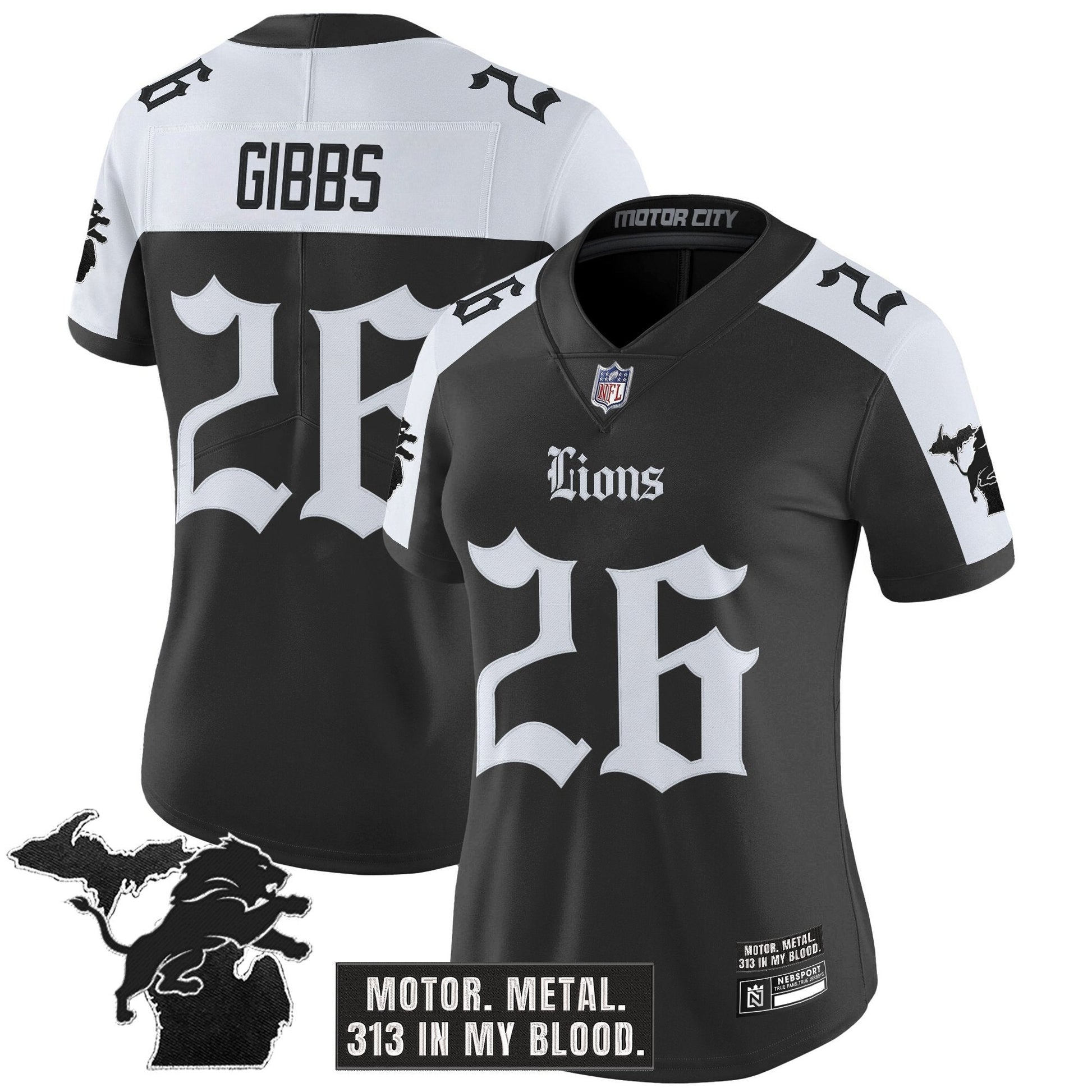 Women's Detroit Lions 'Gothic Motor Grit Edition' Vapor Limited Jersey - All Stitched