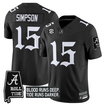 Men's Alabama Crimson Tide 'Gothic Bama Blood Edition' Vapor Limited Jersey - All Stitched