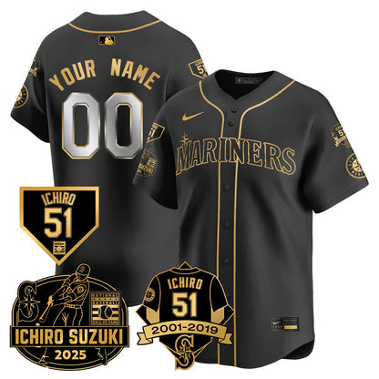 Seattle Mariners Ichiro Number Retirement Custom Jersey - All Stitched