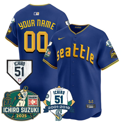 Seattle Mariners Ichiro Number Retirement Custom Jersey - All Stitched