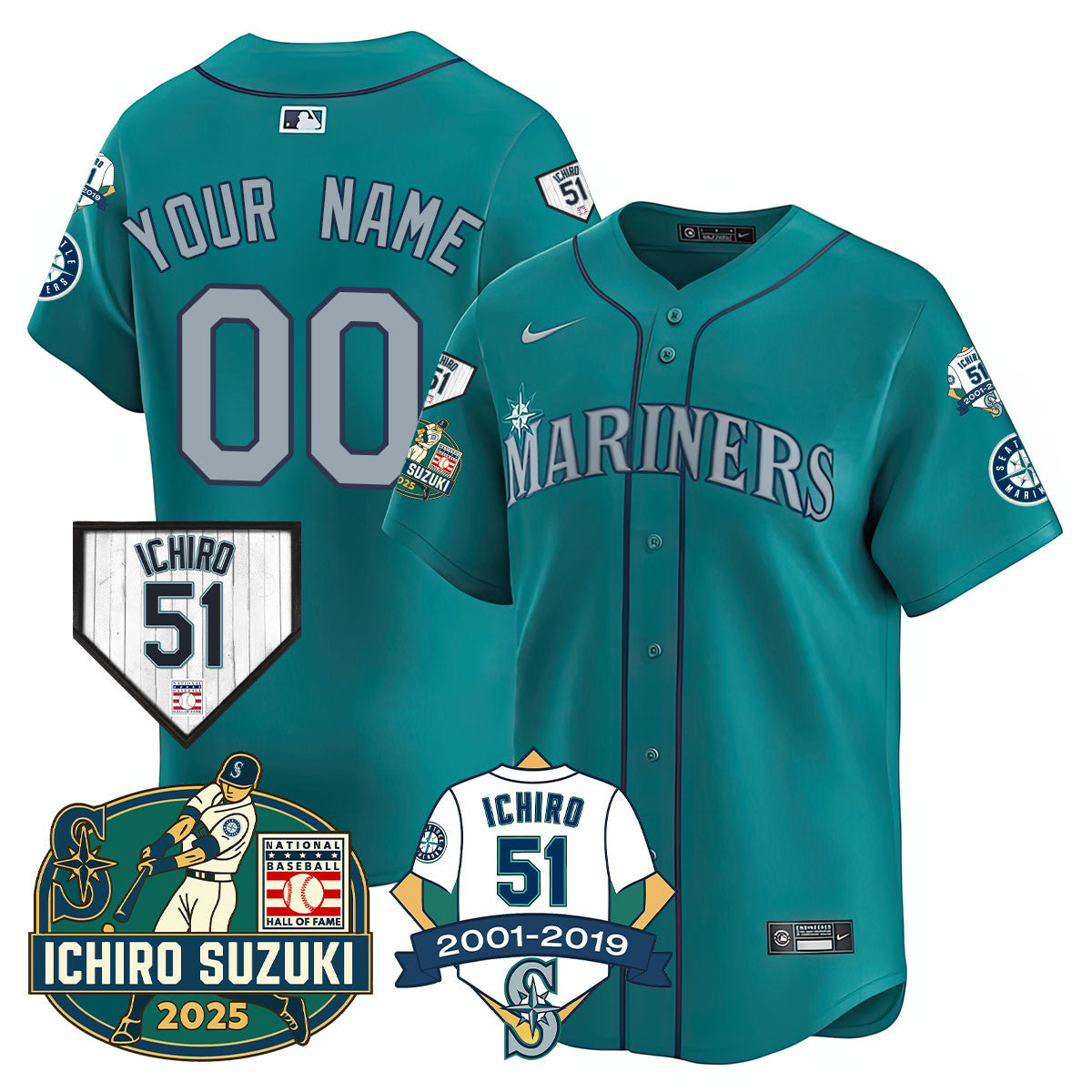 Seattle Mariners Ichiro Number Retirement Custom Jersey - All Stitched